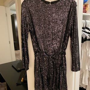 Vici Black and Silver Sequin Mini Dress